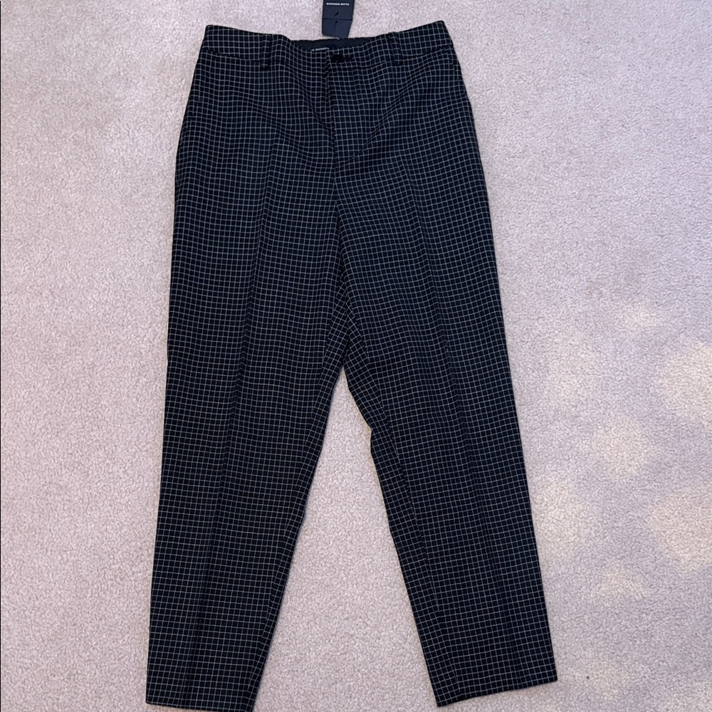 Club Monaco Black and White Checkered Cropped Pants
